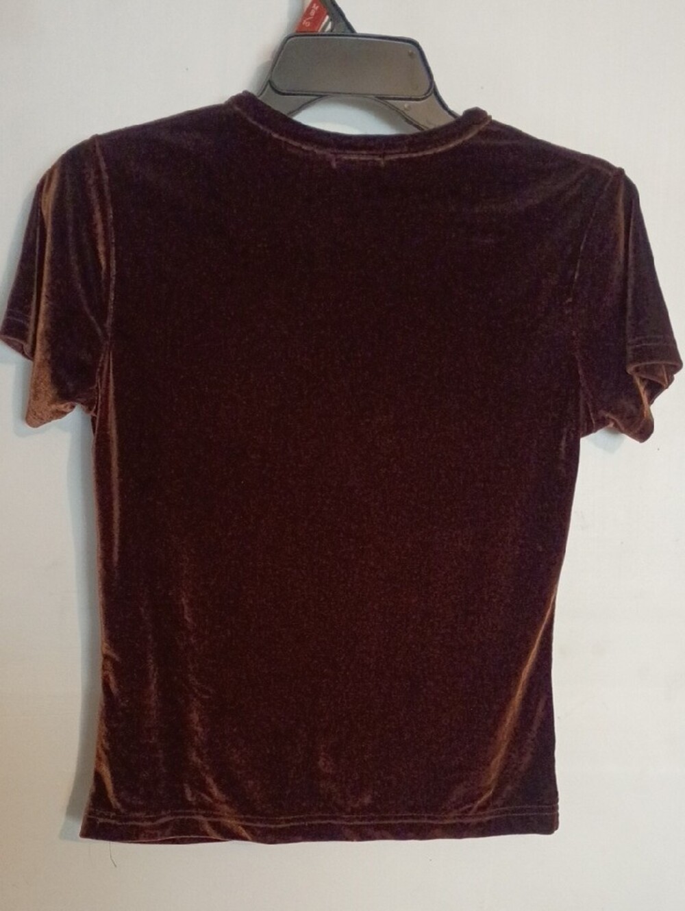 📼Velvet Short Sleeve Tee Y2k in Deep Brown Gorgeous📼 - Picture 4 of 5